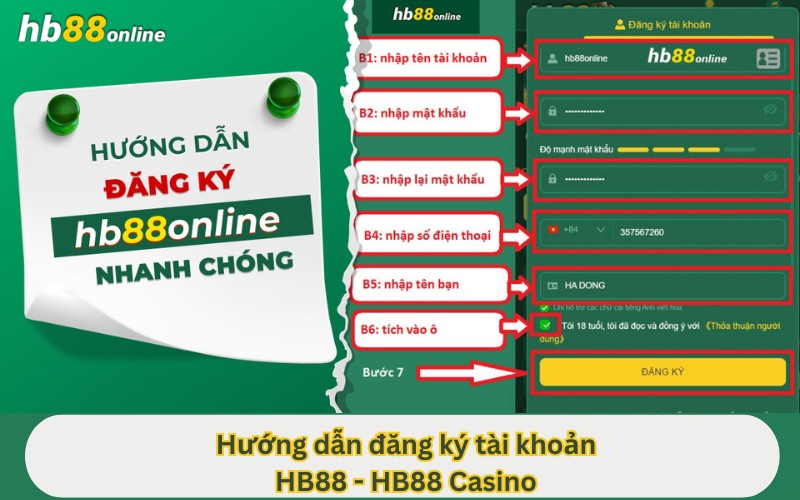 hướng dẫn đăng ký tài khoản nhà cái HB88 đơn giản